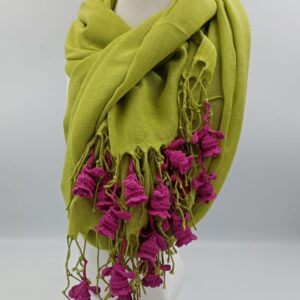 Yeşil Tığ Oyalı Pashmina Fular