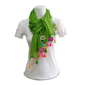 Yeşil Pamuklu Tılsımlı Neon Fular