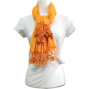 Sarı Paşmina Tığ Oyalı Fular